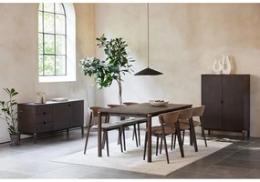 Тъмнокафяв нисък скрин от декор от дъб 160x73 cm Arun – Unique Furniture