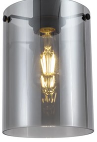 Дизайнерска висяща лампа черна с димно стъкло - Domo