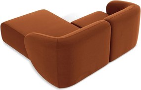 Теракотен кадифен ъглов диван (десен ъгъл) Lani – Makamii