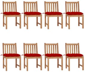 3073163 vidaXL Градински столове 8 бр с възглавници тиково дърво масив