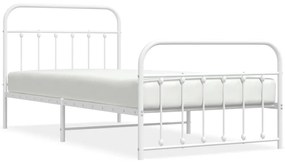 352641 vidaXL Метална рамка за легло с горна и долна табла, бяла, 107x203 см