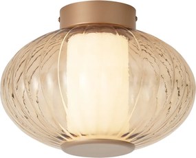 Design Ceiling Lamp Brass 28cm with Amber Glass Incl. LED 3-Step Dimmable - Margherite
