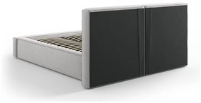 Светлосиво тапицирано двойно легло с място за съхранение и решетка 160x200 cm Arendal - Cosmopolitan Design