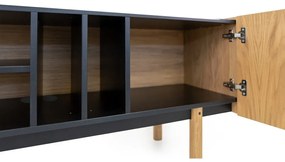 ТВ масичка от черен/естествен дъб 175x60 cm Porto - Woodman