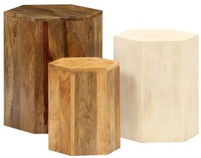 246321 vidaXL Комплект маси за кафе, 3 бр, манго масив
