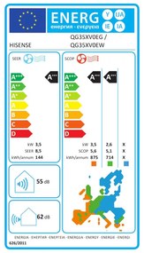 Инверторен климатик Hisense Energy Pro + QG35XV0E, 12000 BTU, 24 м2, А+++/А+++, Wi-Fi, Гласово управление, 4в1 филтър, Бял