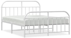353705 vidaXL Метална рамка за легло с горна и долна табла, бяла, 160x200 см