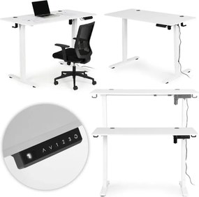 Електрическа работна маса с регулиране на височината и бели крака - 120 x 60 cm Черен