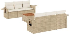 3224455 vidaXL Градински диван с възглавници, 7 части, бежов полиратан