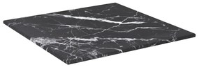 322268 vidaXL Плот за маса черен 30x30см 6мм закалено стъкло мраморен дизайн