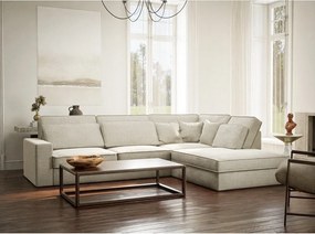 Сиво-бежов шенилов ъглов диван (десен ъгъл/L форма) Kirou – Maison de Rêve