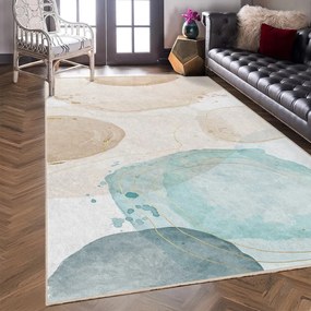 Кремаво-тюркоазен килим подходящ за пране 120x180 cm Puddle – Mila Home