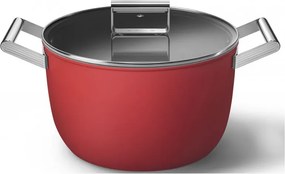 Тенджера SMEG CKFC2611RDM, 7.7 л, Ø26 см, Тефлоново покритие, До 250°C, Индукция, Червен