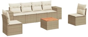 3257724 vidaXL Градински диван с възглавници, 7 части, бежов полиратан