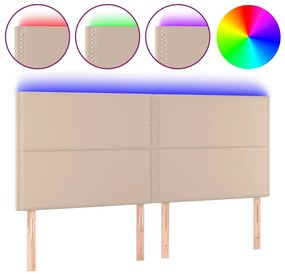 3122391 vidaXL LED горна табла за легло, капучино, 180x5x118/128 см