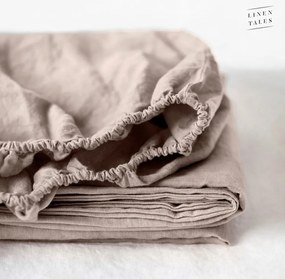 Светлокафяв ленен ластичен чаршаф , 180 x 200 cm - Linen Tales