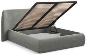 Сиво двойно тапицирано легло с място за съхранение и включена подматрачна рамка 180x200 cm Hauke – Makamii