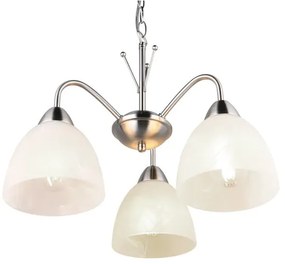 Бяло-сребристо висящо осветително тяло със стъклен абажур ø 43 cm Dobby – Trio