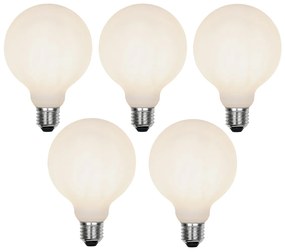 Комплект от 5 E27 3-степенна димируема LED лампа G95 матирано стъкло 5W 550 lm 2700K