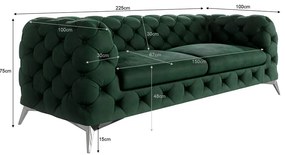 Тъмнозелен кадифен диван 225 cm Chelsea – Ropez