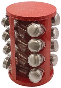 Бурканчета за подправки на стойка ZEPHYR ZP 1217 CR16, 16 бр. бурканчета, 4 нива, Въртяща се основа, Червен мрамор