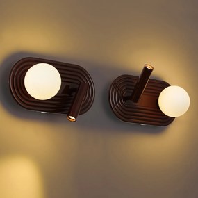 Set of 2 Retro Wall Lamps Brown Incl. 3-Step Dimmable LED and USB-C - Lila
