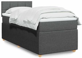 3289640 vidaXL Боксспринг легло с матрак, тъмносиво, 90x200 см, плат