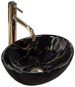 Умивалник за плот Rea Sofia Mini Black Marble Shiny