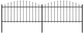 Sonata Градинска ограда с пики, стомана, (1,25-1,5)x3,4 м, черна