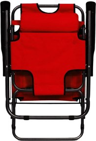 Шезлонг Muhler C2078 1005235, 153х60х78 см, До 100 кг, Сгъваем, Червен
