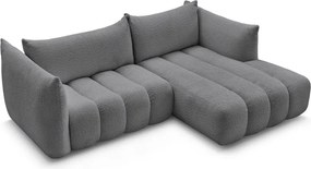 Сив ъглов диван от прежда с примки от букле (десен ъгъл) Azra – Bobochic Paris