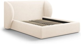Кремаво двойно тапицирано легло с място за съхранение с включена подматрачна рамка 180x200 cm Miley – Micadoni