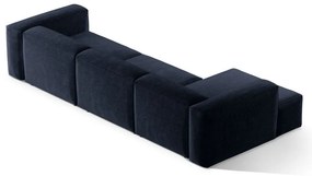 Тъмносин ъглов диван от рипсено кадифе (ляв ъгъл) Bergano – Cosmopolitan Design