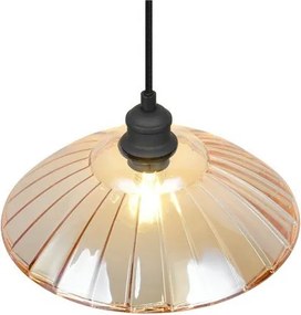 Черно/в кехлибарен цвят метално висящо осветително тяло със стъклен абажур ø 29,5 cm Eluna – Reality