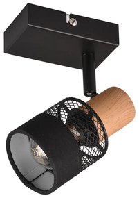 Стенна лампа в черен и естествен цвят ø 7 cm Nandini - Trio