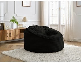 Черен пуф от рипсено кадифе Socrate – Bobochic Paris