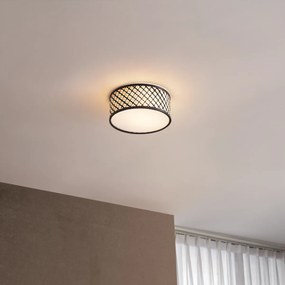 Ориенталски ратан таванна лампа с черен цвят 30см - Tremmo