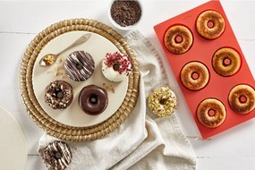 Форма за понички Lekue 1010164, 30.5x17.5x3.2 см, 540 мл, От -60 до +220C, Платинен силикон, Червен