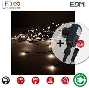 LED Светлинна Завеса EDM Easy-Connect Програмируем Топло Бяло (2 x 1 m)