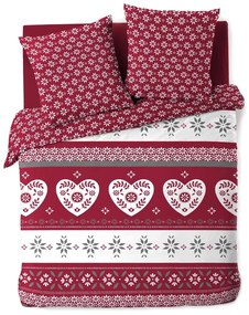 Червено двойно удължено памучно спално бельо 240x220 cm Alpage – douceur d'intérieur