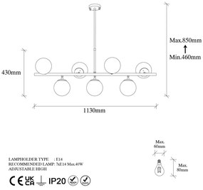 Бяло и златисто осветително тяло за таван със стъклен абажур 40x113 cm Fazli – Opviq lights