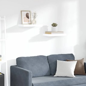 323743 vidaXL Окачени стенни рафтове, 2 бр, бял гланц, 40x23x3,8 см, МДФ