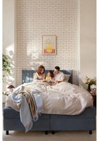 Синьо боксспринг легло с място за съхранение 180x200 cm Elva Bold Line – Bonami Selection