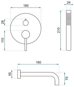 Смесител за вана Rea Lungo Brush Copper + Box