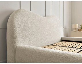 Бежово тапицирано двойно легло с място за съхранение с включена подматрачна рамка 160x200 cm Orlane – Bobochic Paris