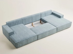 Светлосин шенилов сгъваем/с място за съхранение ъглов диван (U форма) Kyoto – Maison de Rêve