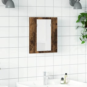 822833 vidaXL LED шкаф за баня огледало опушен дъб 40x12x45см инженерно дърво