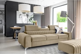 Светлокафяв кадифен разтегателен диван 261 cm Laurence – ELTAP