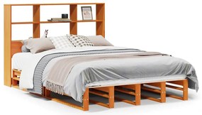 3323949 vidaXL Легло с етажерка за книги, без матрак, 140x190 см, дърво масив