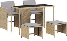 365088 vidaXL Градински комплект с възглавници 5 части бежов микс полиратан
